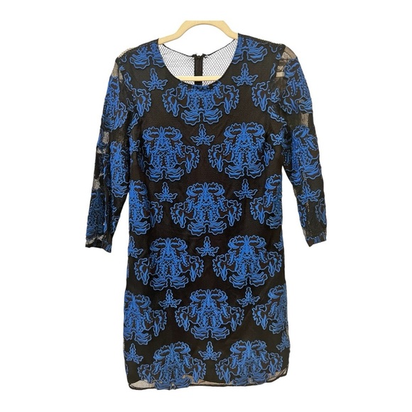 Sachin & Babi Women's Blue Sentieri Embroidered Mini Dress Size 6 NWT Zipper - Picture 3 of 11